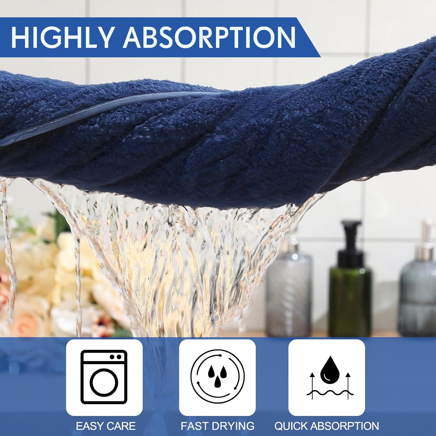 4 Pack Bath Sheets 40 x 80 Inch Oversized Jumbo Extra Large Towels Quick Dry Coral Fleece Absorbent Soft Lightweight XL Shower Towels for Home Gym Travel Beach Spa Pool Hotel (Navy)