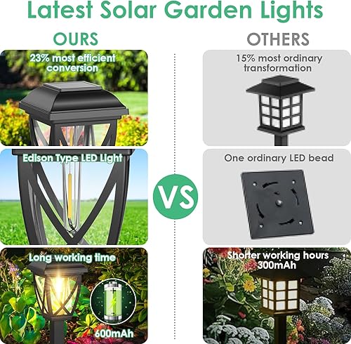 Miniatura 4 de Derynome Luces solares para exteriores, paquete de 10 luces solares impermeables para caminos exteriores, luz exterior para jardín, patio, paisaje,