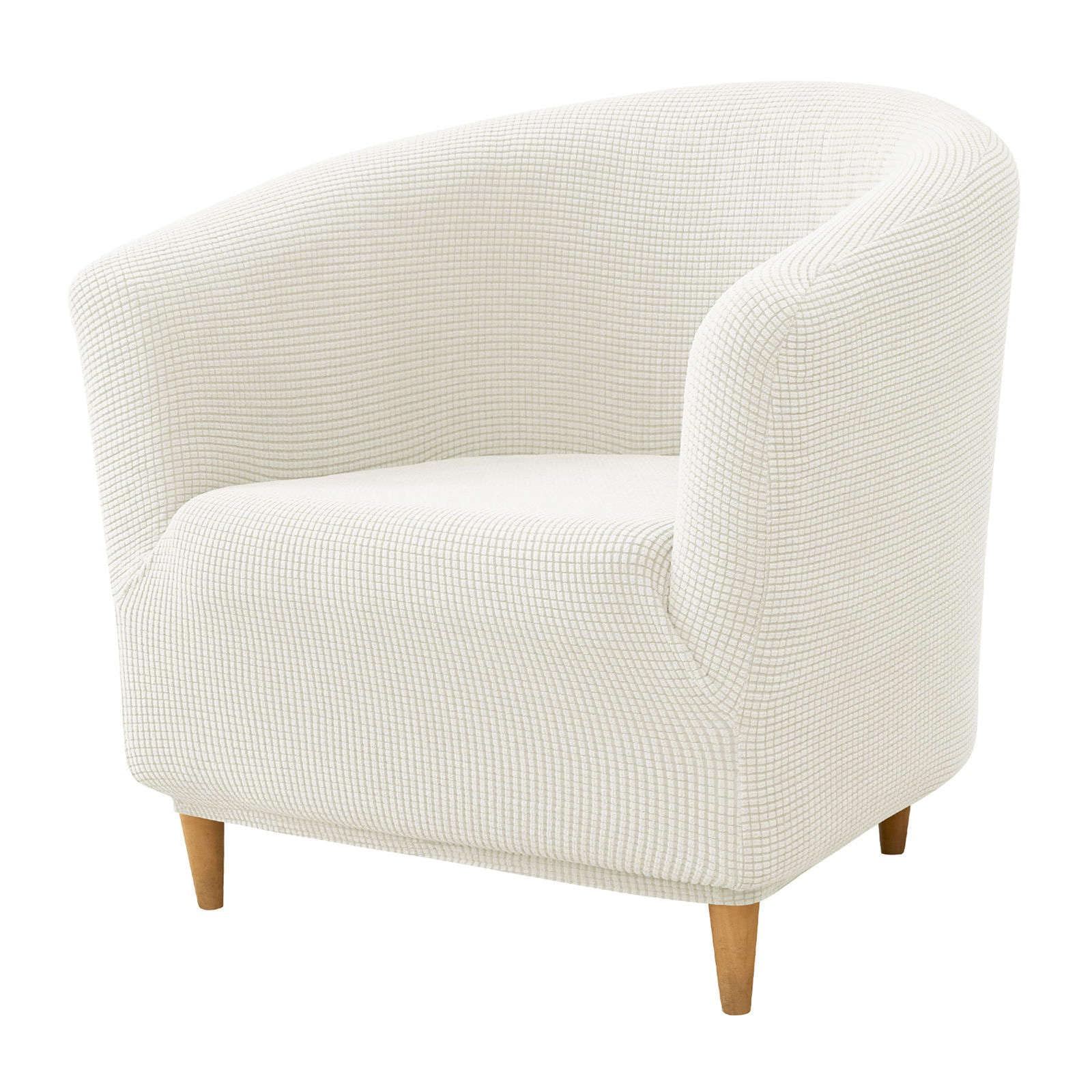 JHLD Stretch Club Chair Slipcover 1 Piece, Jacquard Tub Chair Cover Spandex With Elastic Bottom Tub Chair Slipcover Non Slip For Living Room-cream-1 Piece