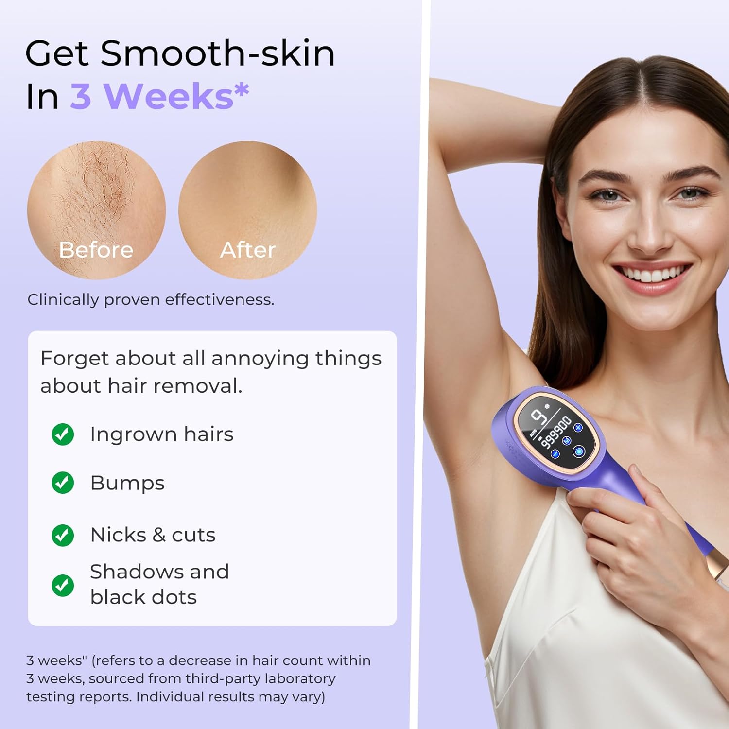 Laser Hair Removal for Women & Men, 45°F Ice-Cooling Contact, Safe & Virtually Painless Alternative to Salon IPL Hair Removal Device, Long-Lasting Hair Removal from Home - Image 3