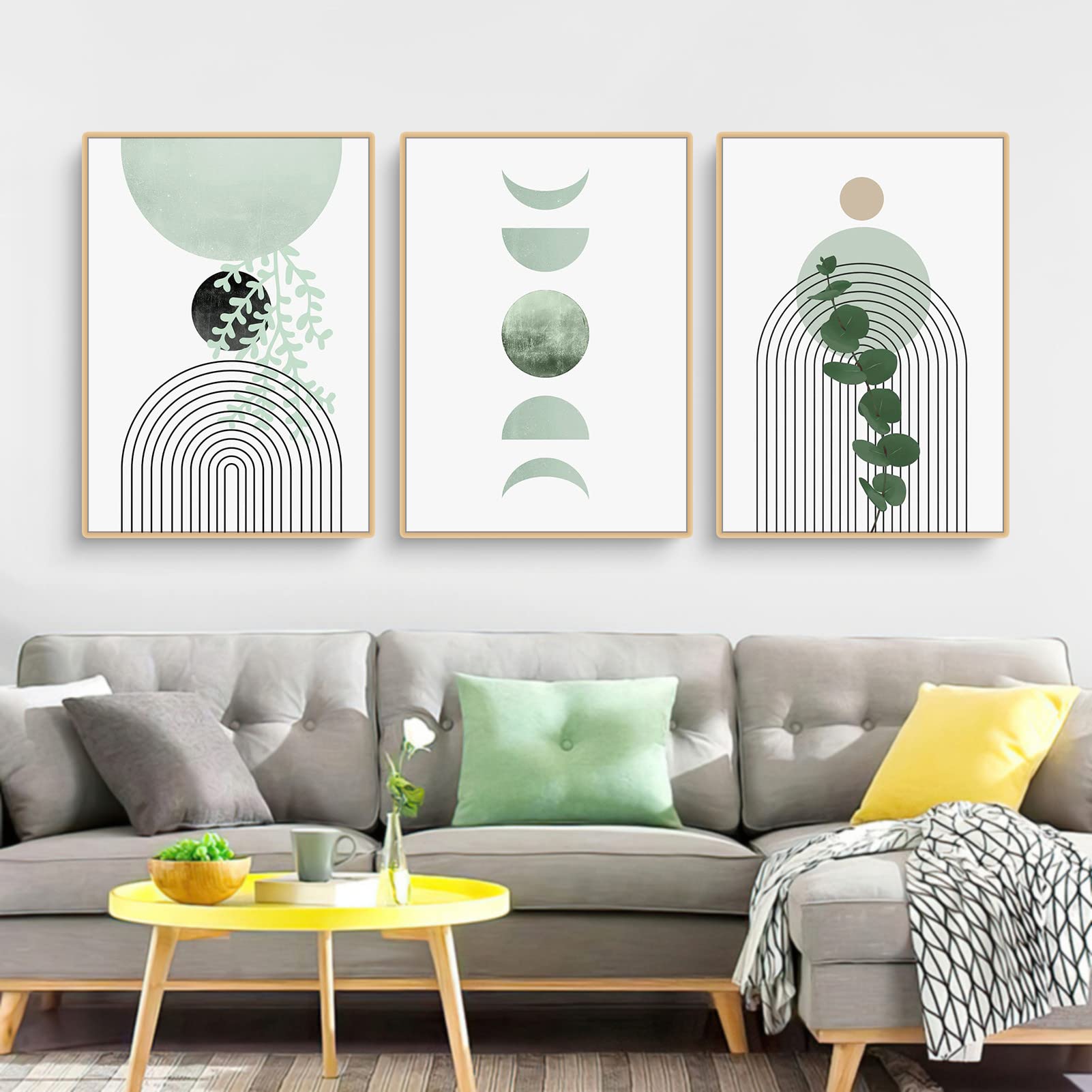 Martin Kench Lot de 3 posters bohémiens, images esthétiques de plante verte, tableaux muraux modernes, décoration de salon, chambre à coucher, sans cadre, C, 50 x 70 cm