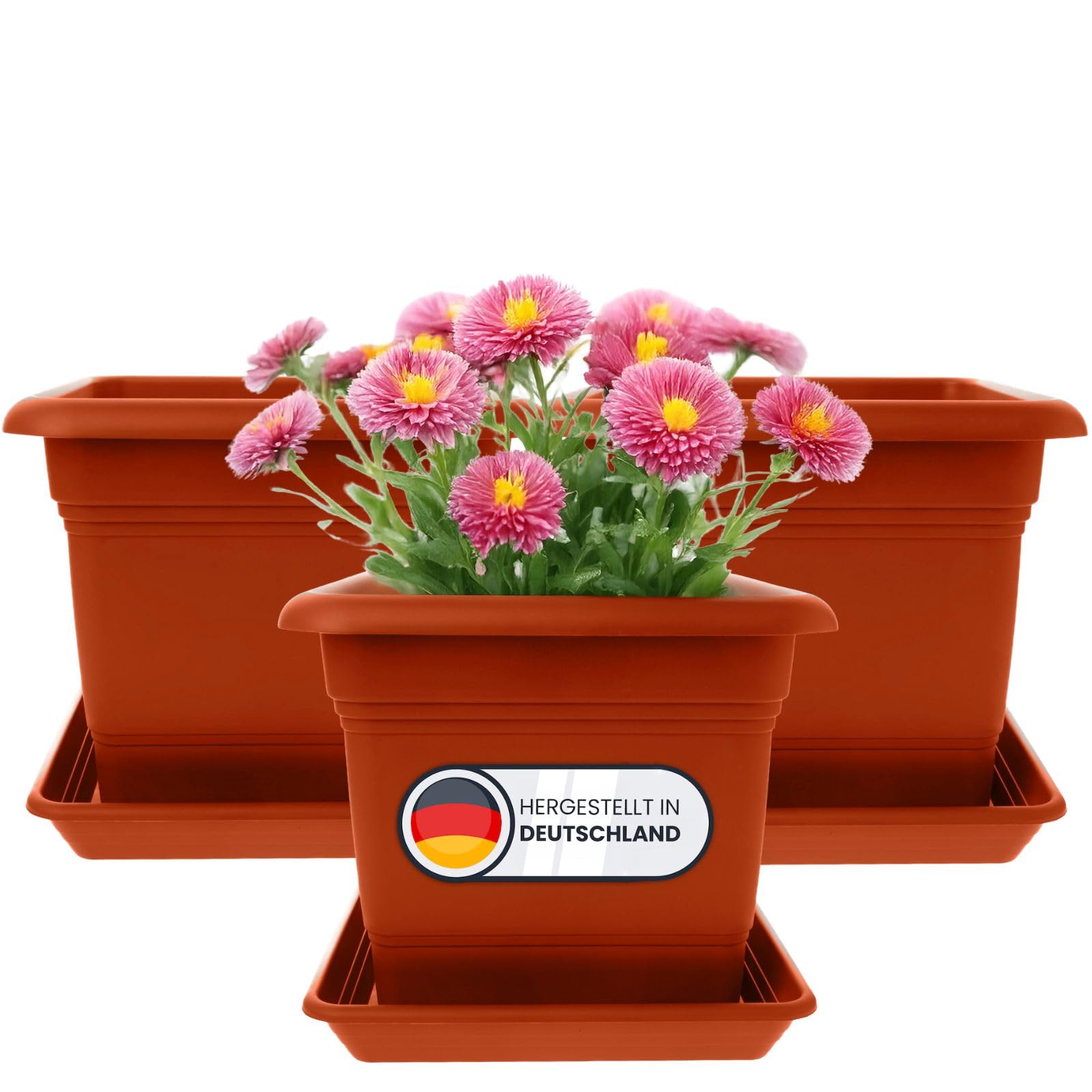 2friends Set 3 Vasi Grandi Per Piante Outdoor DON 40x40 Cm Con Sottovaso - Plastica Resistente Al Gelo - Made In Germany - Antracite