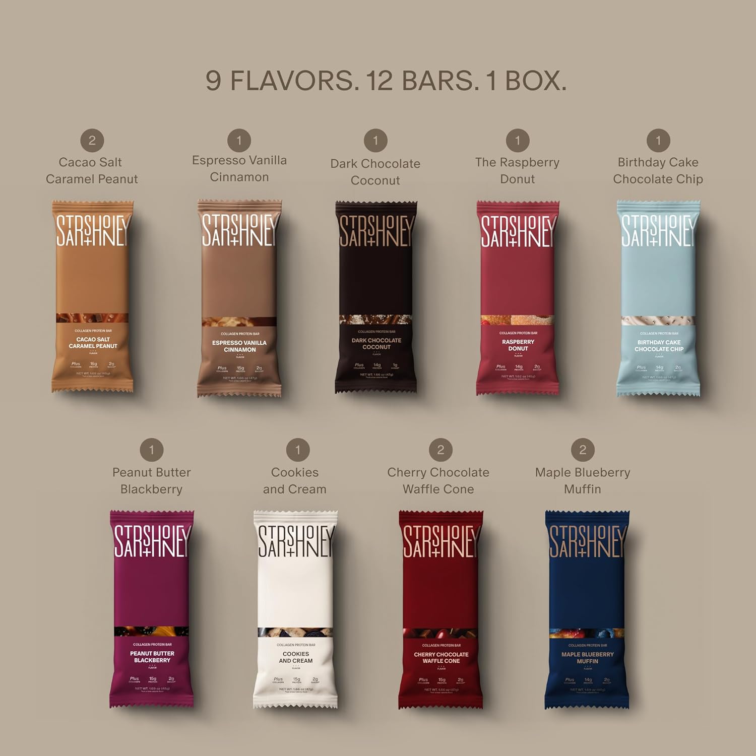 Stars + Honey Protein Bars, Tasting Set, 14-15g Protein, 1-3g Sugar, with Collagen Peptides, Dairy Free, Soy & Gluten Free Snacks for Adults, Keto Friendly, No Seed Oils or Sugar Alcohols, 12 Pack