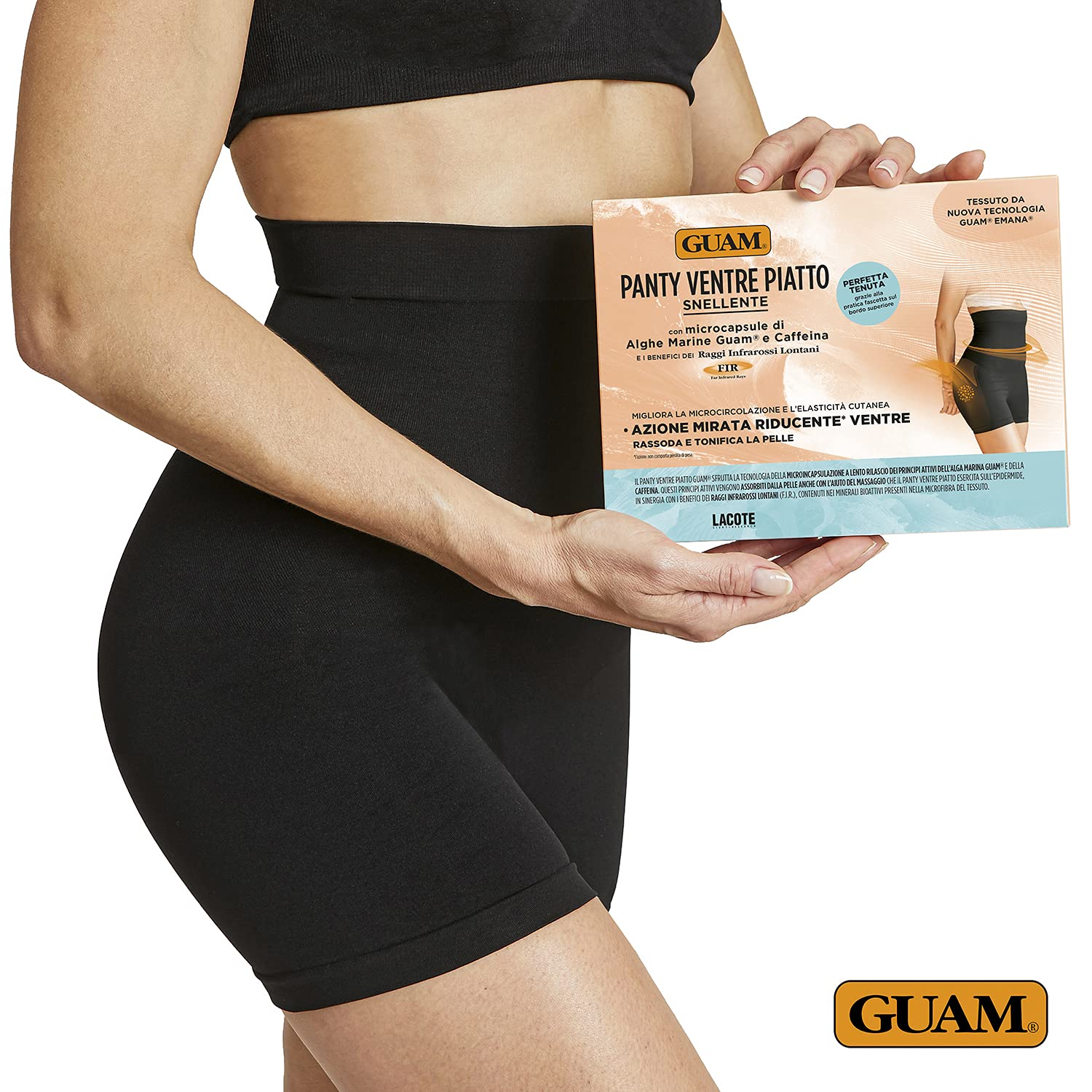 Guam Panty Ventre Piatto Colore Nero con Microcapsule di Alghe Marine E Caffeina ' Leggings Donna