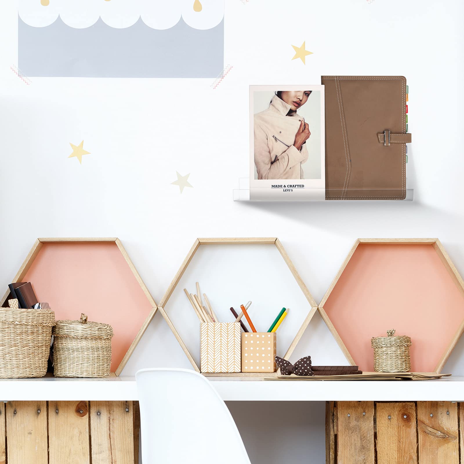 12 Pieces 15 Inch Acrylic Invisible Floating Wall Ledge Shelf Clear