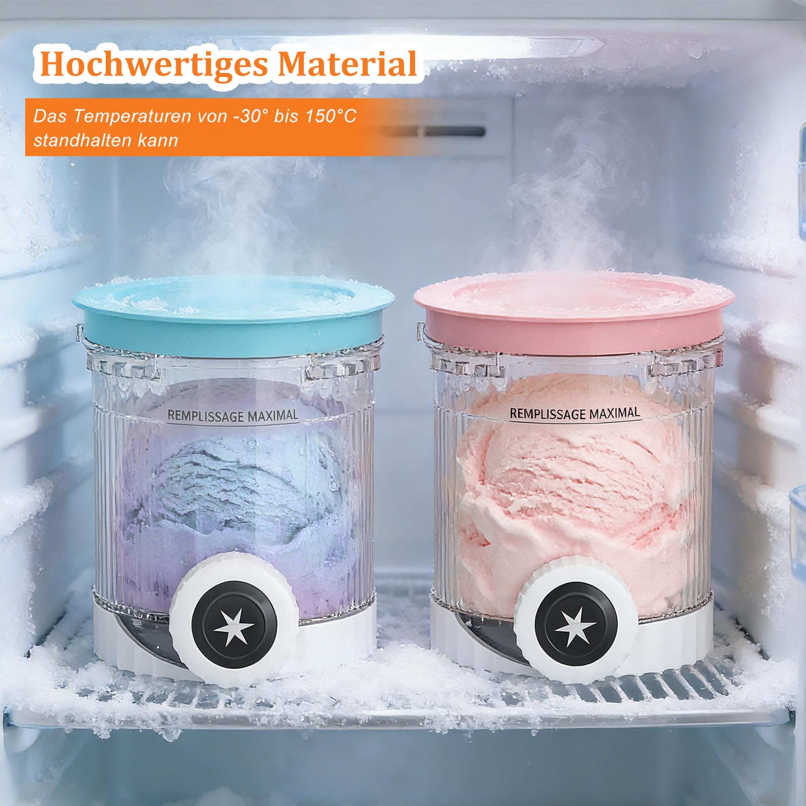4er-Set Ersatzbehälter für Ninja Creami Swirl NC700 NC701EU Eismaschine (480 ml), Eisbehälter Zubehör BPA-frei & Spülmaschinenfest, mit farbigen Silikondeckeln zur Sortenunterscheidung