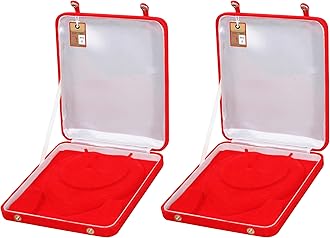 atorakushon Red Women Velvet Jewellery Storage Boxes Necklace Ring Earring Pendant Half Set Wedding Organizer Pack 2