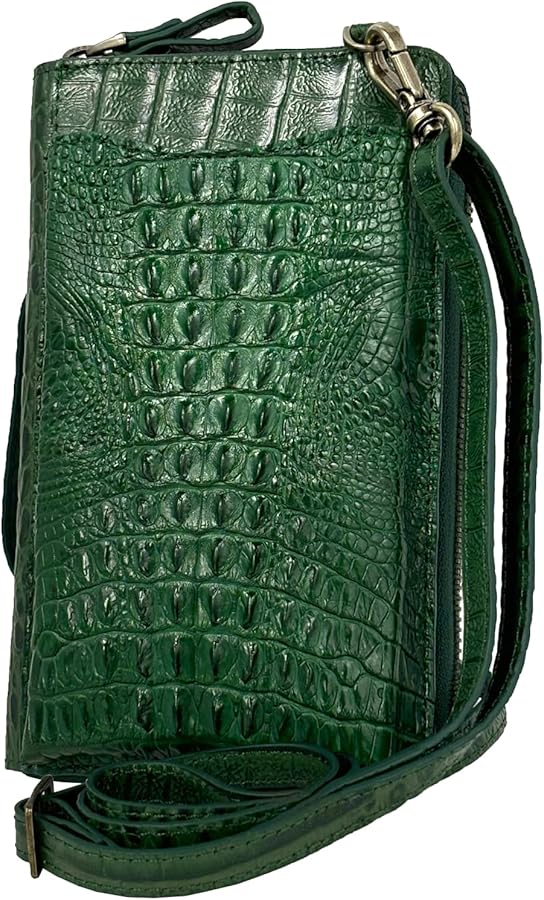 Amazon | [FashionBerry] グリーン クロコダイル スマホポーチ スマホ