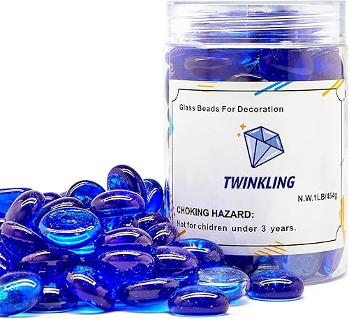 Miniatura 5 de TWINKLING Cuentas redondas de vidrio de fuego de alto brillo, mármoles de vidrio, guijarros de vidrio, gotas de vidrio para fogata, rellenos de