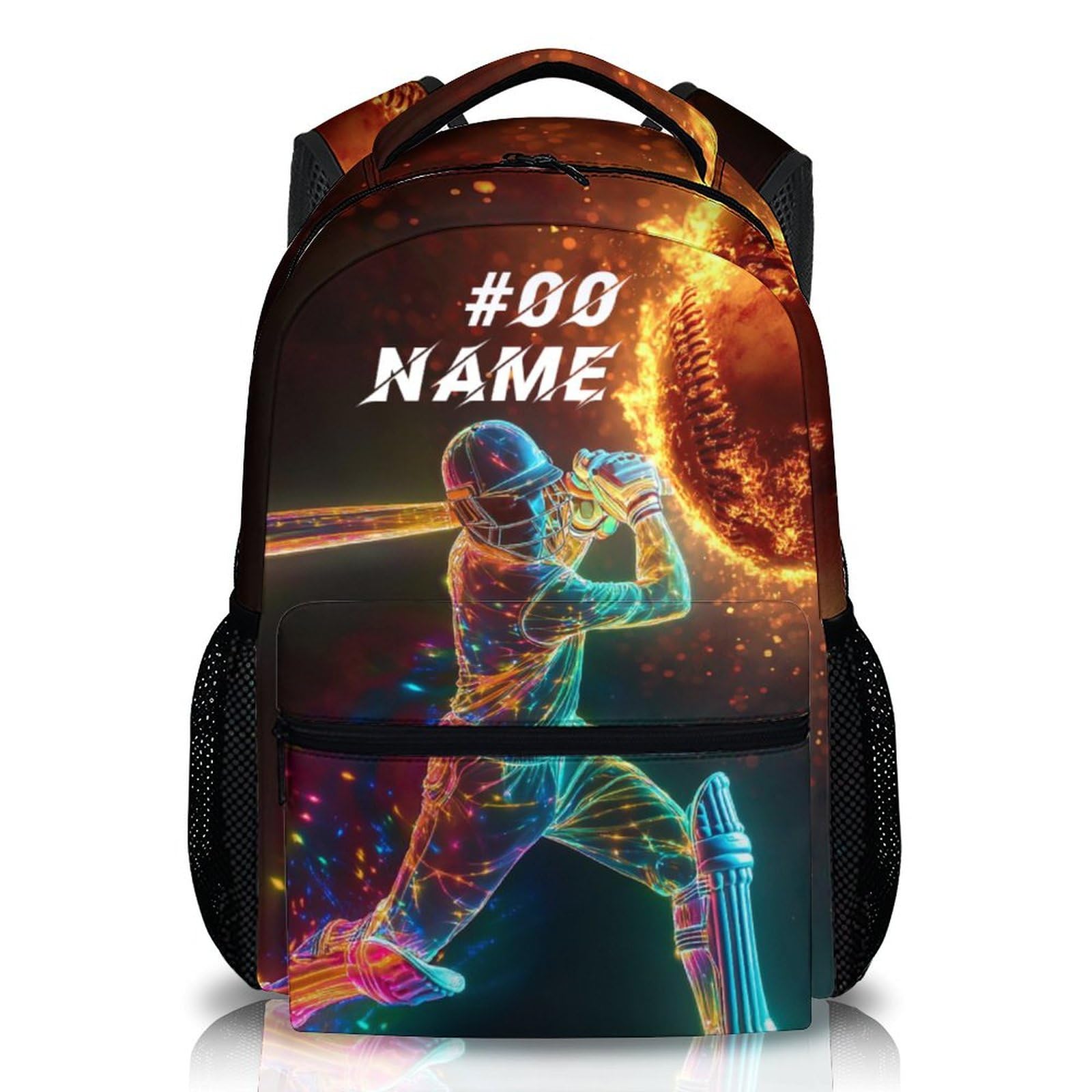 Wedinosaurnes Kids School Backpack, Personalized Baseball Backpack for Boys 6-8, Custom Sports Bookbag for Travel Camping, 17 Inch Cool Kids Bookbags