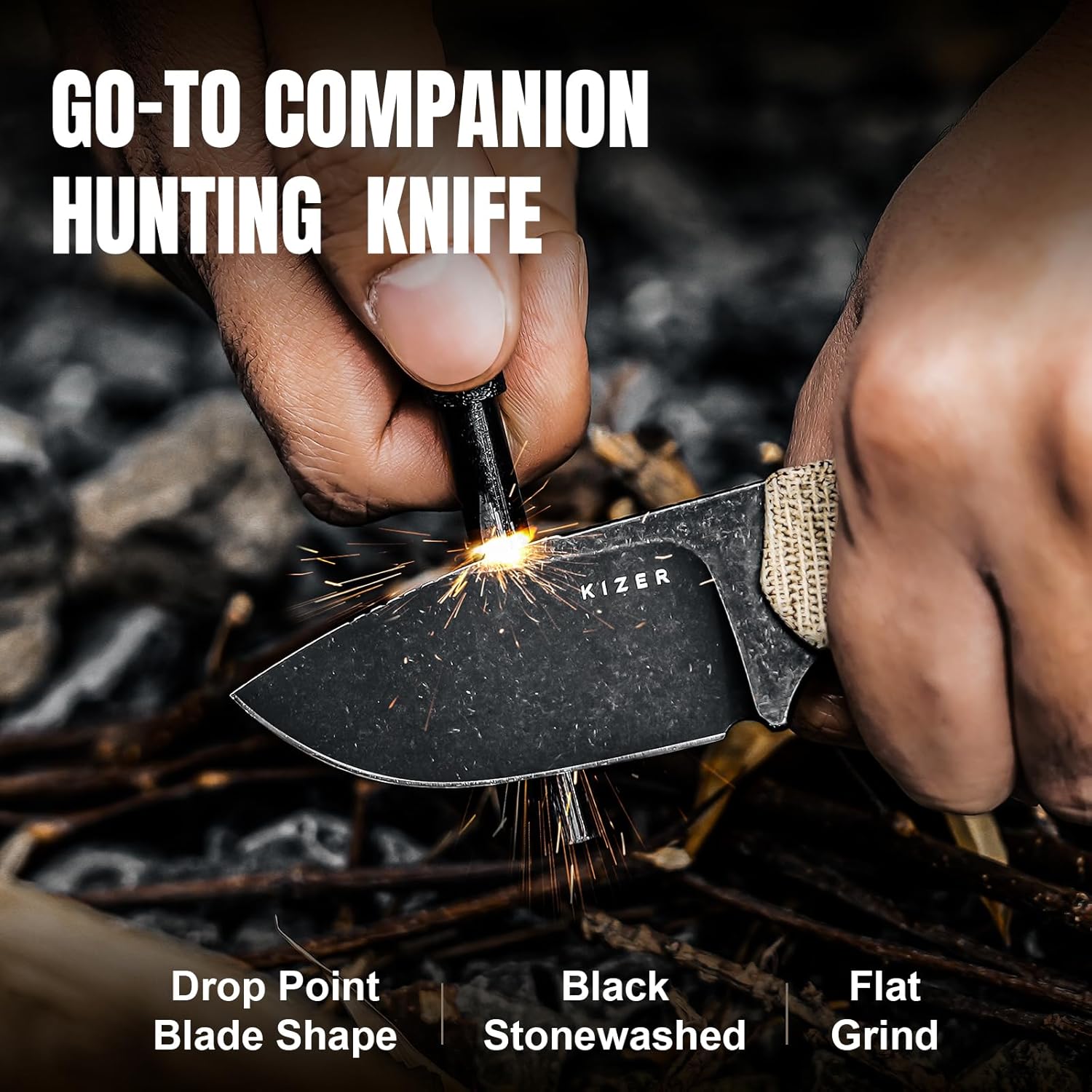 Kizer Mini Harpoon Bundled with Beaver Fixed Blade Knife