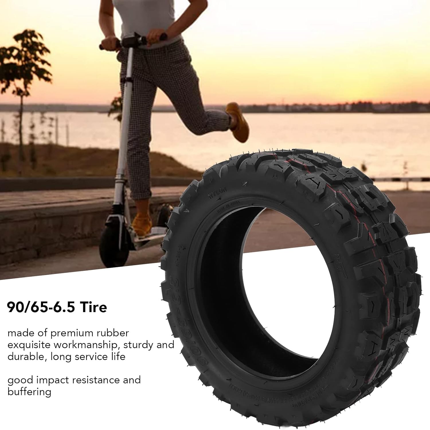 90/65‑6.5 Electric Scooter Tire Rubber Solid Tire Buffering Off Road Scooter Tyre Electric Scooter Wheel