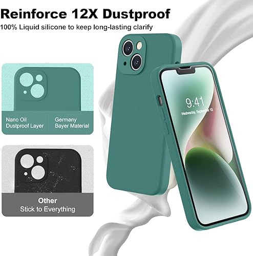 Miniatura 66 de BossKiss Funda compatible con iPhone 14 Pro, silicona mejorada [protección de cámara] [2 protectores de pantalla 9H], forro interior de microfibra