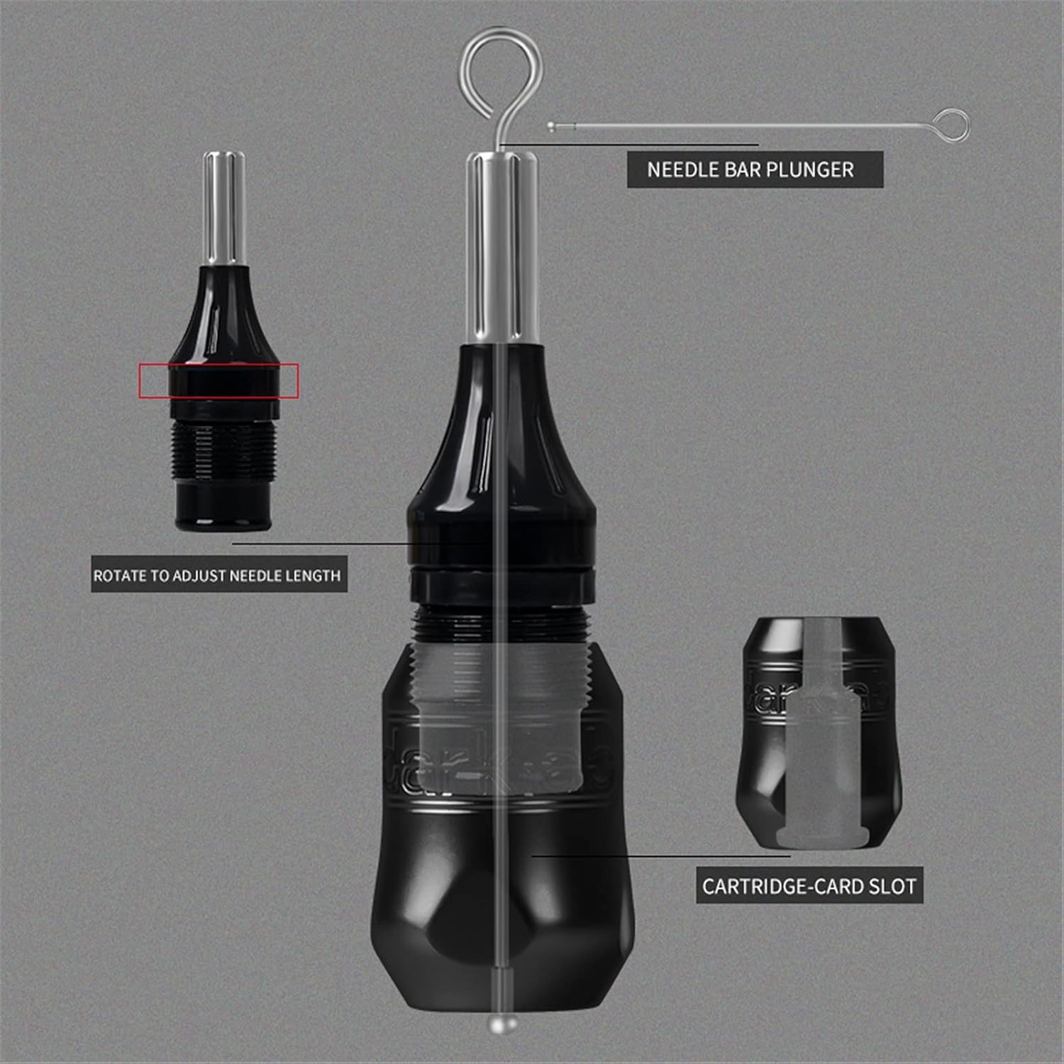 Aluminum Alloy Adjustable Super Cartridge Tattoo Grip for Needle Cartridges Supply for Professional Tattoo Supplies,Black