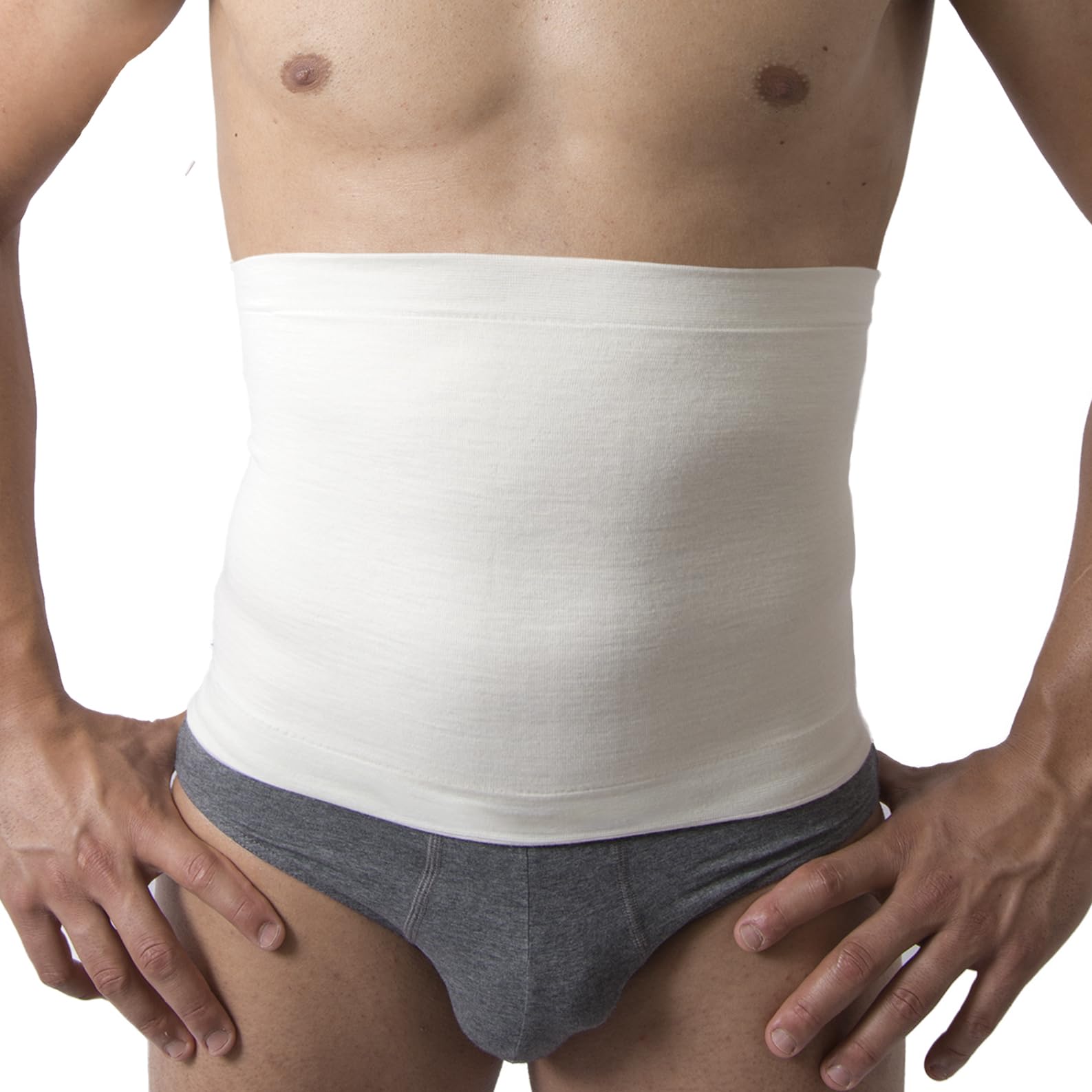 Beman - 556 Faja de Lana Merino y algodón sobre la Piel para Hombre y Mujer, de contención, Calentador de Vientre, Banda Lumbar elástica, Soporte Lumbar hipoalergénico H.27 cm (Blanco,S)