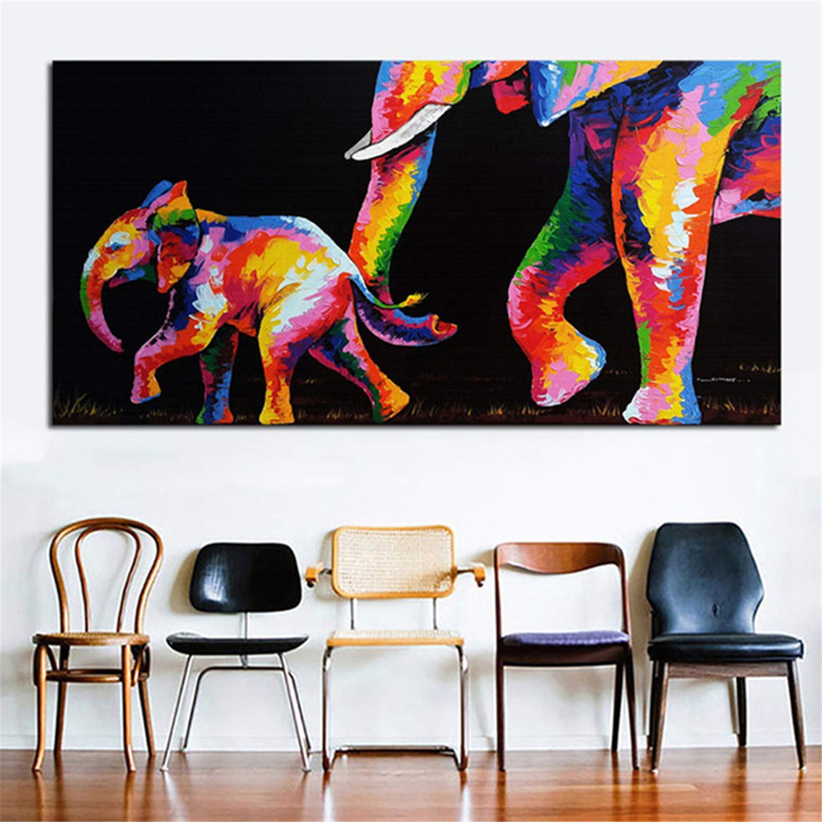 Diamond painting éléphant coloré grand format broderie diamant strass 5D point de croix