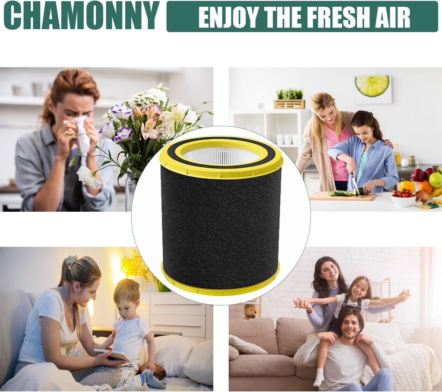AC4700B Replacement Filter FLT4700 M, Compatible with Germ Guardian AC4700, AC4700BDLX, AC4711W, AC4625, AC4625WDLX Air Purifiers, Part Number #FLT4700 & #FLT47CB4, 2Pack