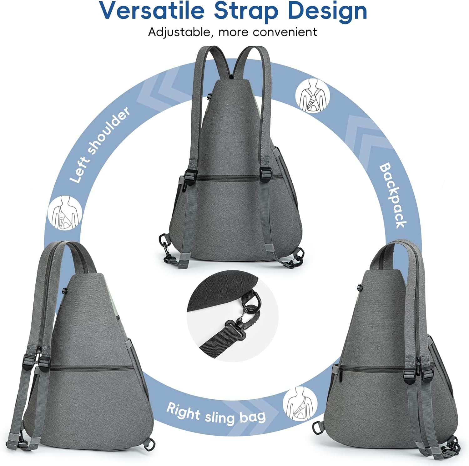 Pickleball Bag, 7 Pockets & Upgraded Zippers, Lightweight Sling Bag with Detachable Strap & Water-Resistant Pocket - Image 4