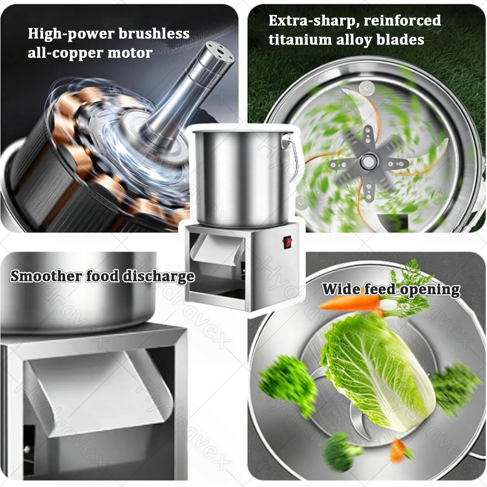 Picadora de verduras de alta resistencia para alimento de aves de corral, con 4 o 6 cuchillas, capacidad de 50–150 kg/h, fabricada en acero inoxidable; ideal para granjas, cría de ganado 1500W