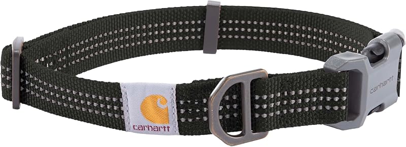 Coleira para Cães Carhartt de Nylon com Detalhes Refletivos Preta Tamanho M