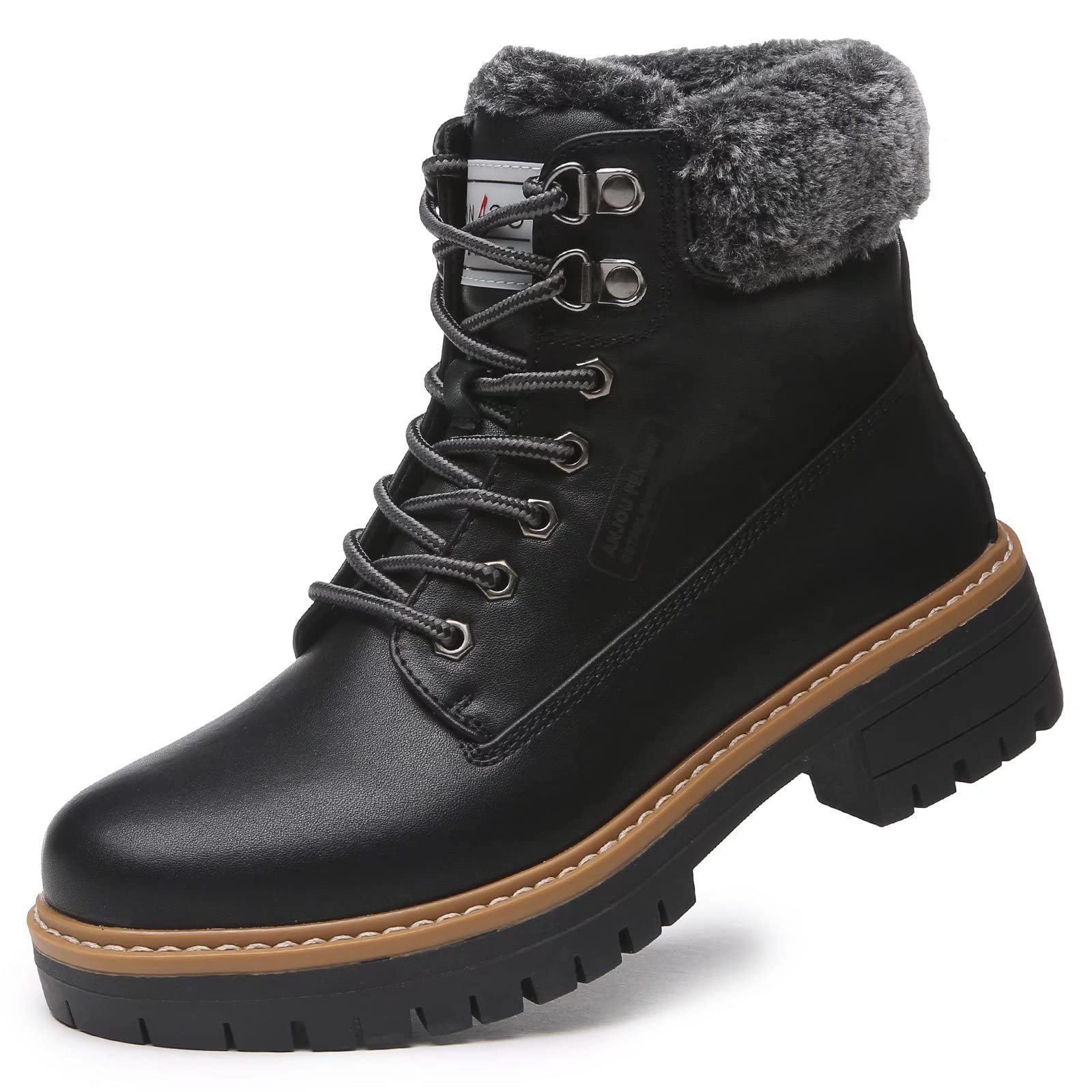 ANJOUFEMME Winter Snow Boots for Women Hiking Warm Fur Lined Outdoor Shoes