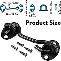 Vista 2 de Rainspire (Paquete de 2) Pestillo de Gancho y Ojal de Privacidad para Puerta de Granero, Pestillo de Puerta de Acero Inoxidable