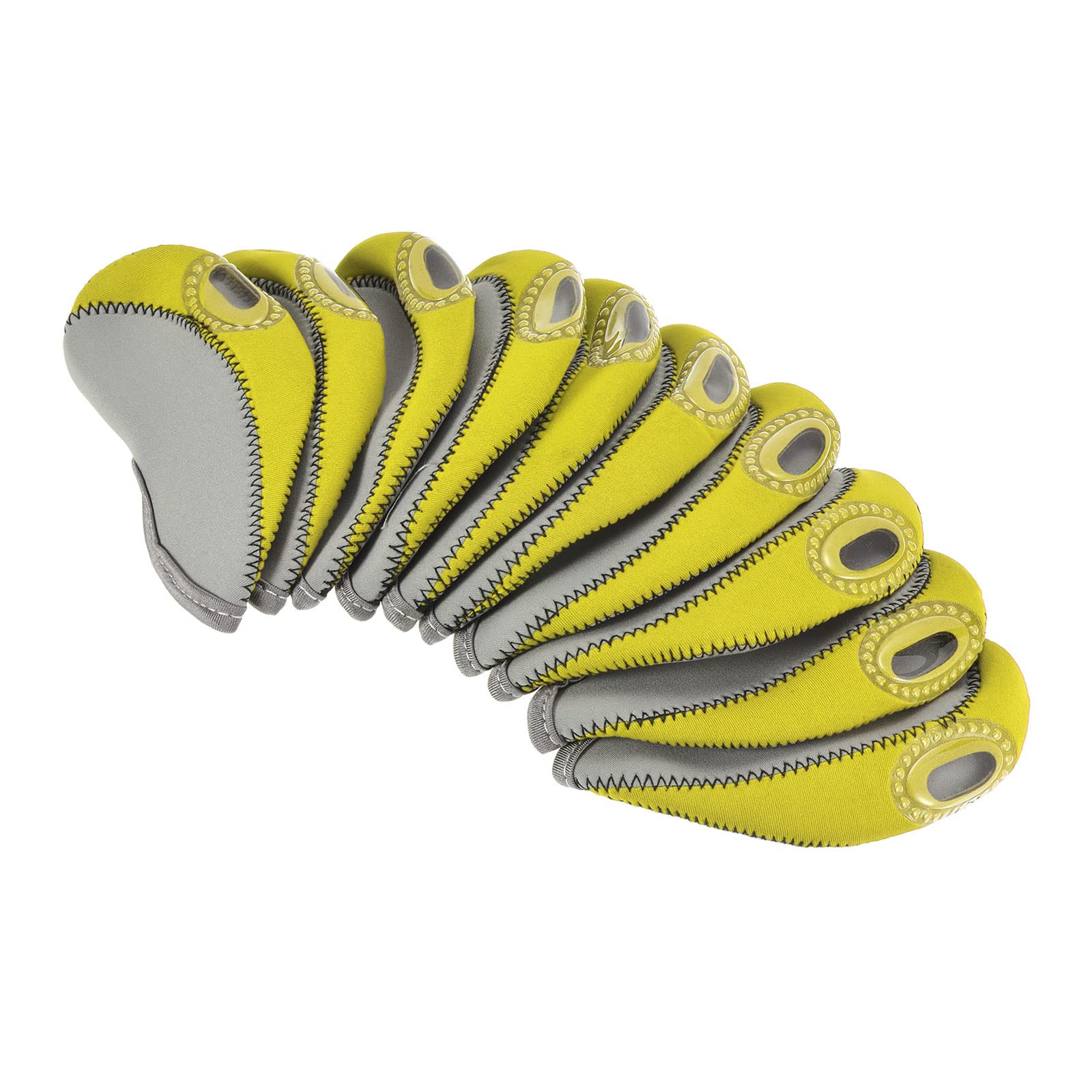 PATIKIL Golf Club Iron Head Covers, 10 Pack Visible Window Waterproof Protection Sleeve for Outdoor Sport, Gray, Yellow