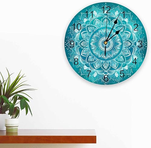 Miniatura 3 de Reloj de pared de PVC con patrón bohemio para decoración de sala de estar, estilo retro étnico, silencioso, sin tictac, funciona con pilas, reloj