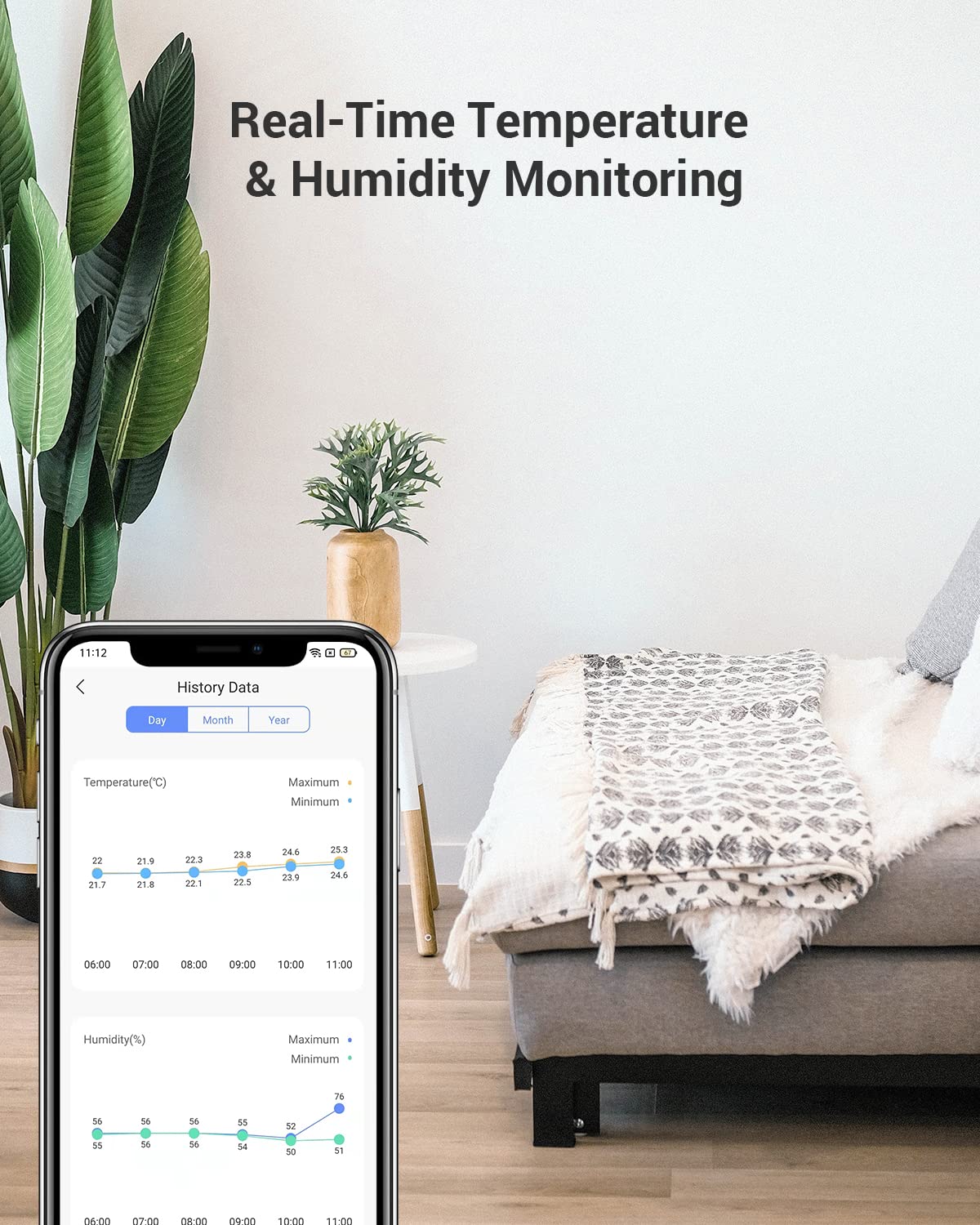 EZVIZ T51C Thermomètre Hygromètre Numérique Intérieur, Moniteur de Température et Humidimètre, Compatible avec la Centrale A3