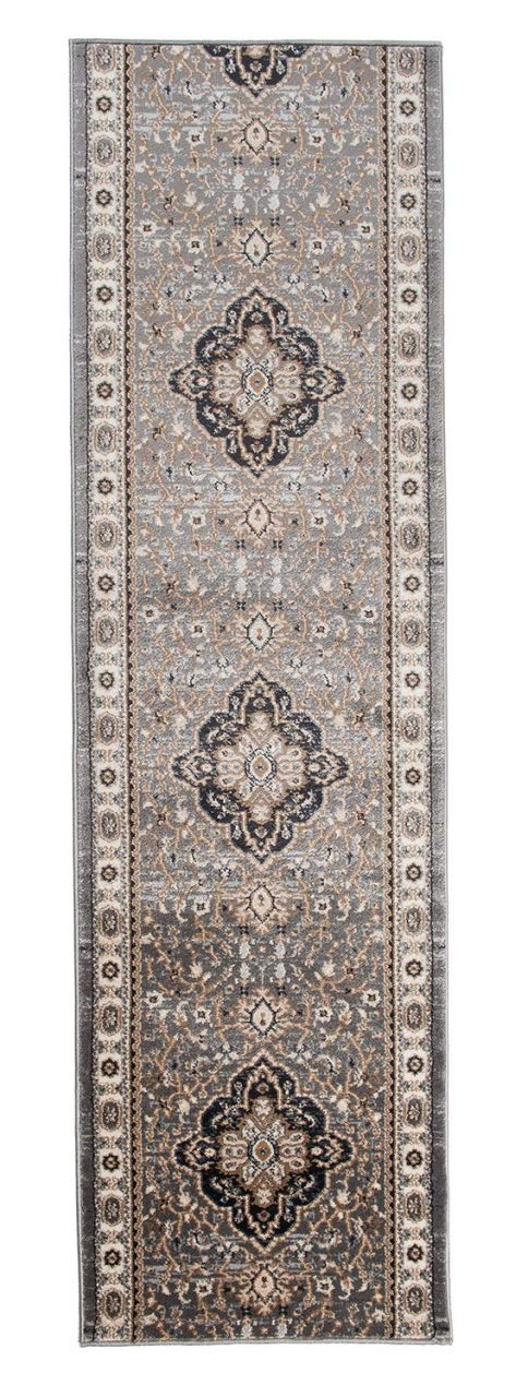 Carpeto Rugs Tappeto Cucina Orientale Floreale Pelo Corto - Tappeto Corridoio - Tappeto Passatoia Cucina - Tappeti Cucina - Tappeto per Cucina Moderni - Grigio - 70 x 280 cm