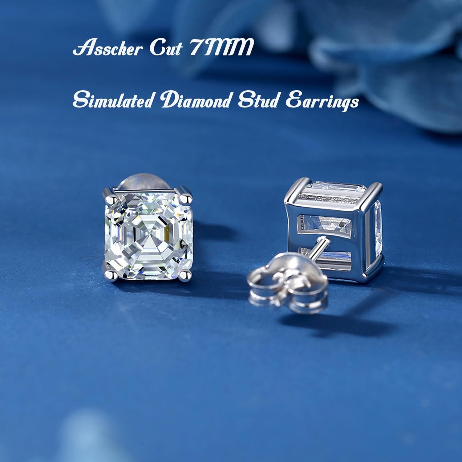 925 Sterling Silver 2-4 Carat Lab Simulation-Diamond Stud Earrings 5A Cubic Zirconia Stud Earrings Hypoallergenic White Gold Plated, Perfect Jewelry Gifts - Image 3