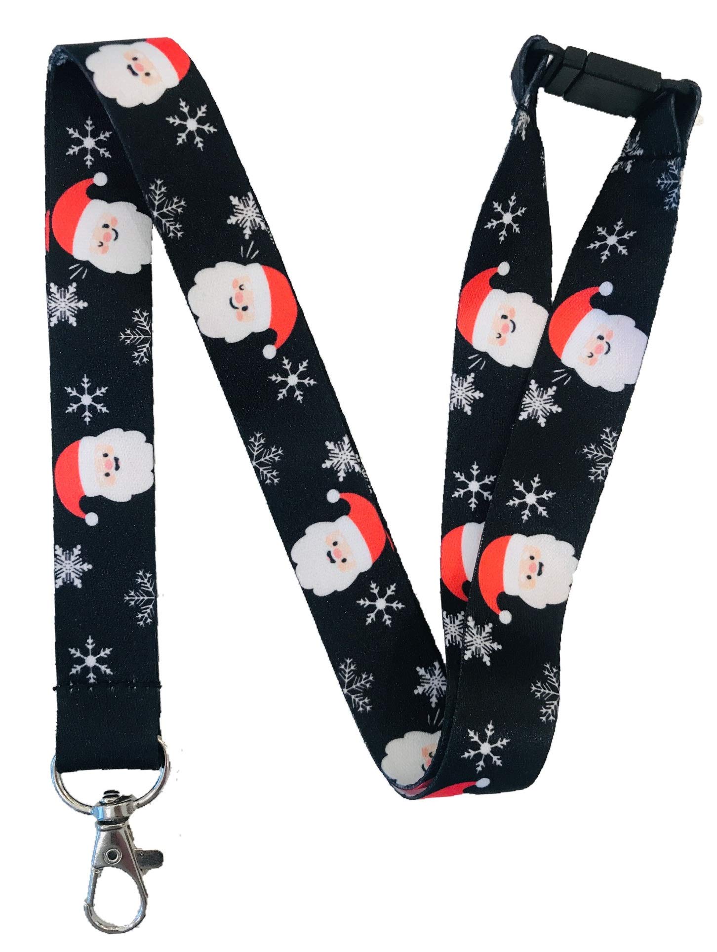 Pac Supplies Global Black 20Mm Santa & Snowflake Neck Lanyard With Safety Breakaway