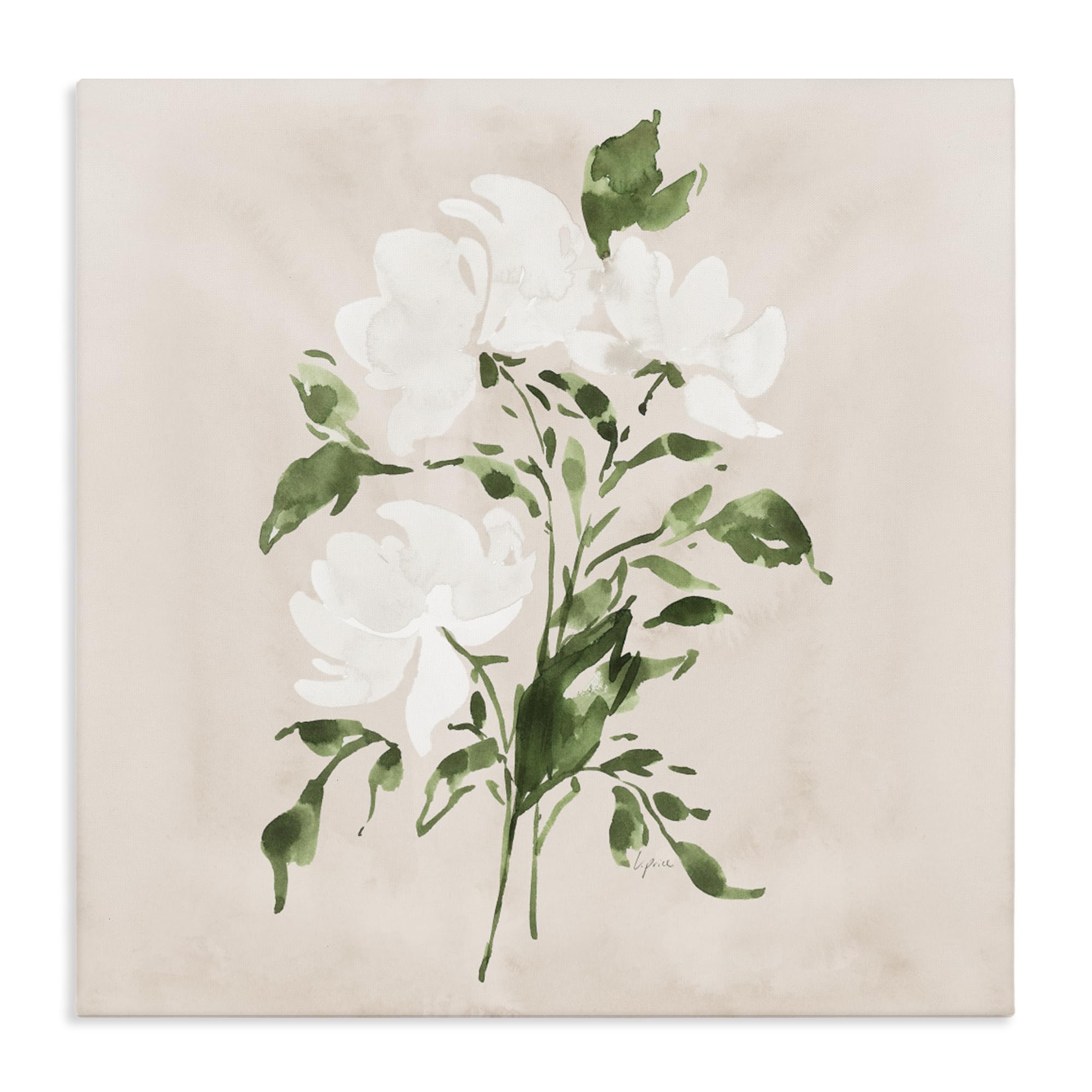 Stupell Industries Magnolia Blossom Greenery 'White On Tan Blossom'| Canvas Art