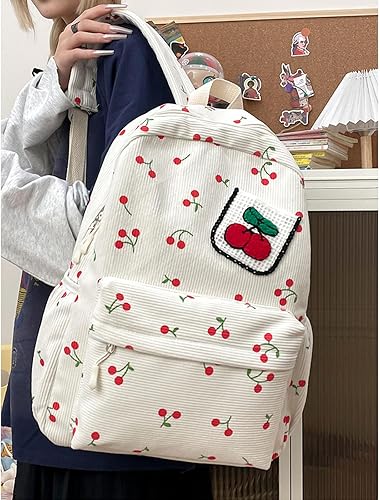 Miniatura 7 de Linda mochila, bolsa de hombro doble, mochila para laptop de 15.6 pulgadas con correas ajustables de gran capacidad (blanco)