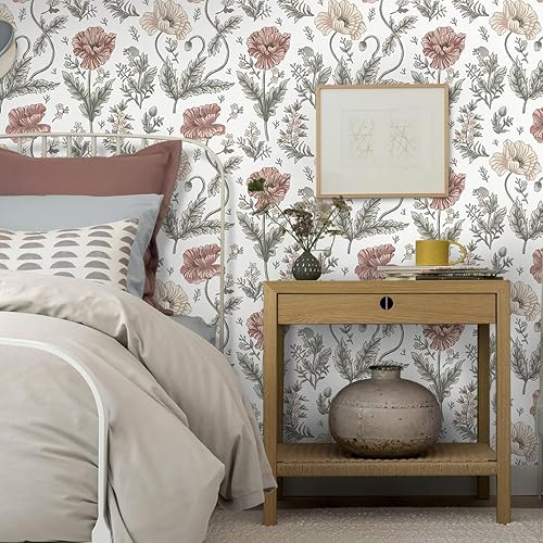 Miniatura 9 de Timeet Elegante papel tapiz floral autoadhesivo, extraíble, de 16.14 x 118.11 pulgadas, para dormitorio y baño