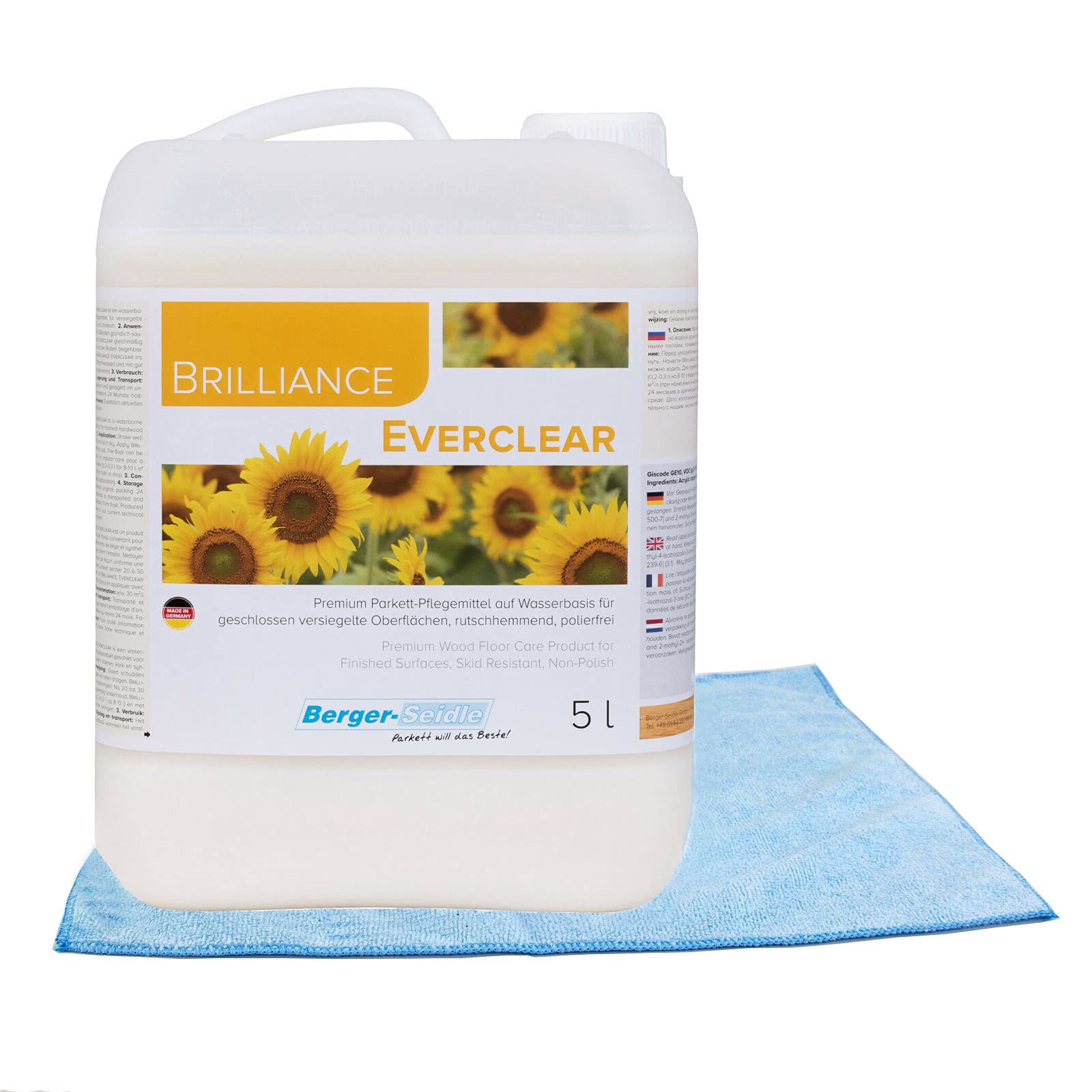 Berger-Seidle Brilliance Everclear, Cura del parquet, per pavimenti in legno sigillati, Lucido (5 litro)