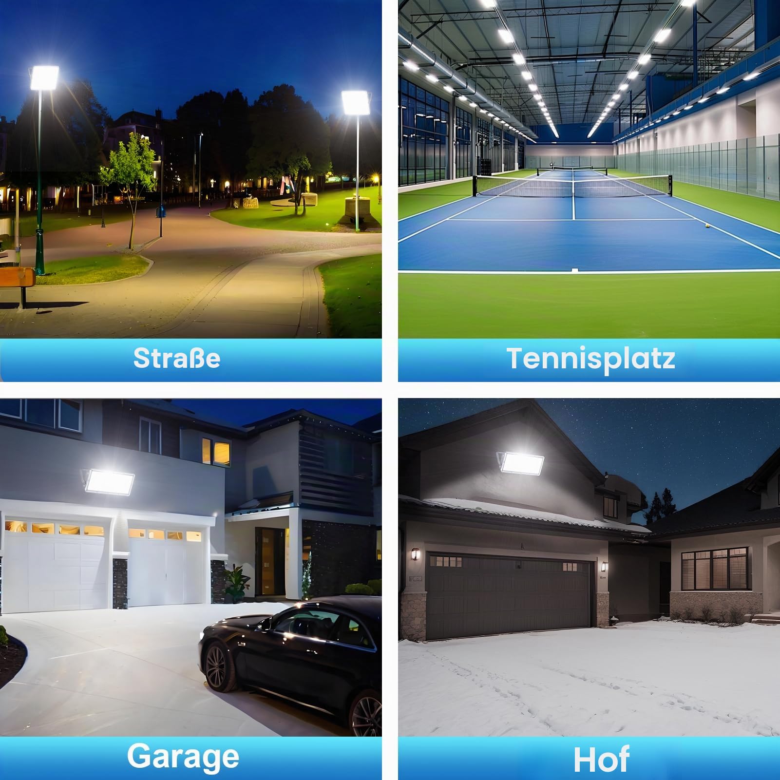 300W LED Strahler Außen - 30000LM Superhell LED Fluter Außen mit Transformator, 7000K Kaltweiß Aussenstrahler, IP67 Wasserdicht Außenstrahler Scheinwerfer für Garagen, Höfe, Stadien, Fabriken