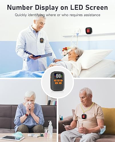 Miniatura 3 de Sistema de alerta médica para personas mayores sin tarifa mensual, buscapersonas con clip para cuidadores con pantalla de identificación de
