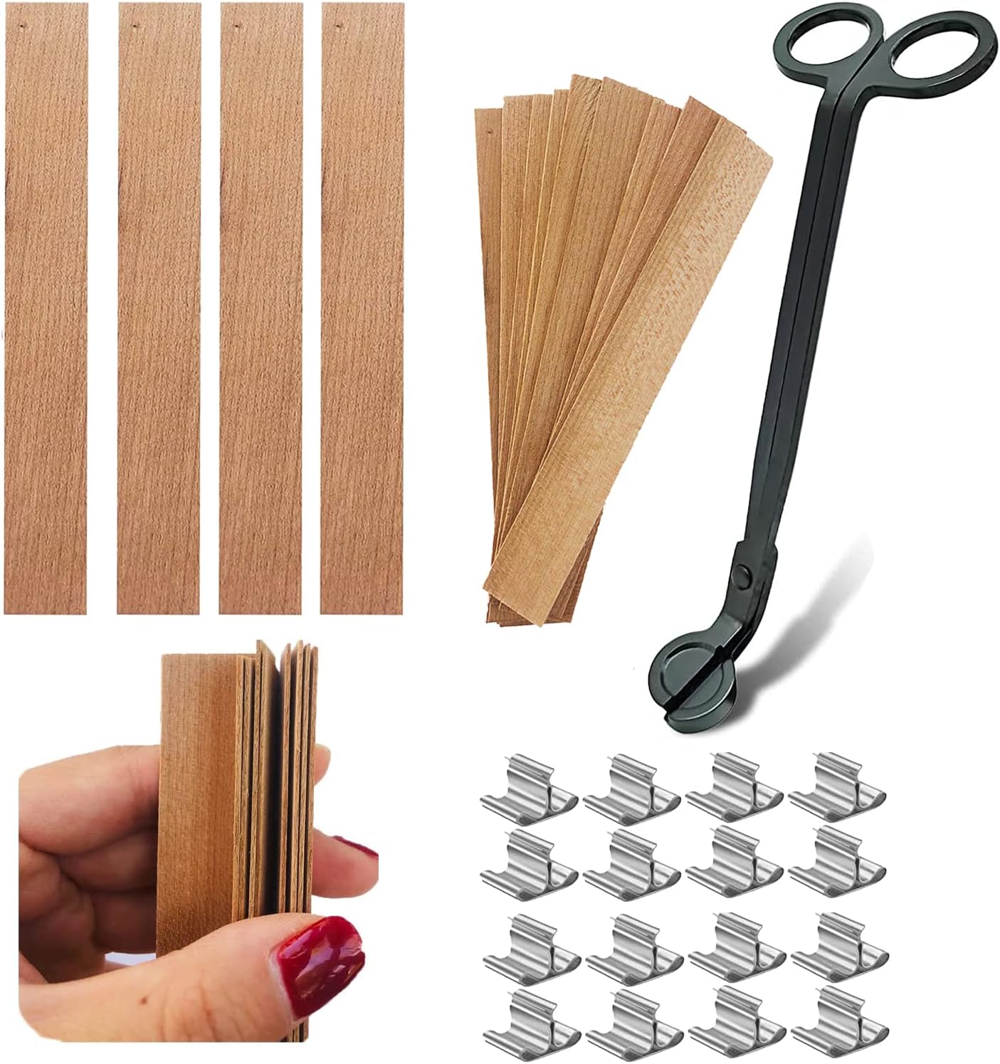 Phinicco Thick Wooden Candle Wicks with WickTrimmer Cutter