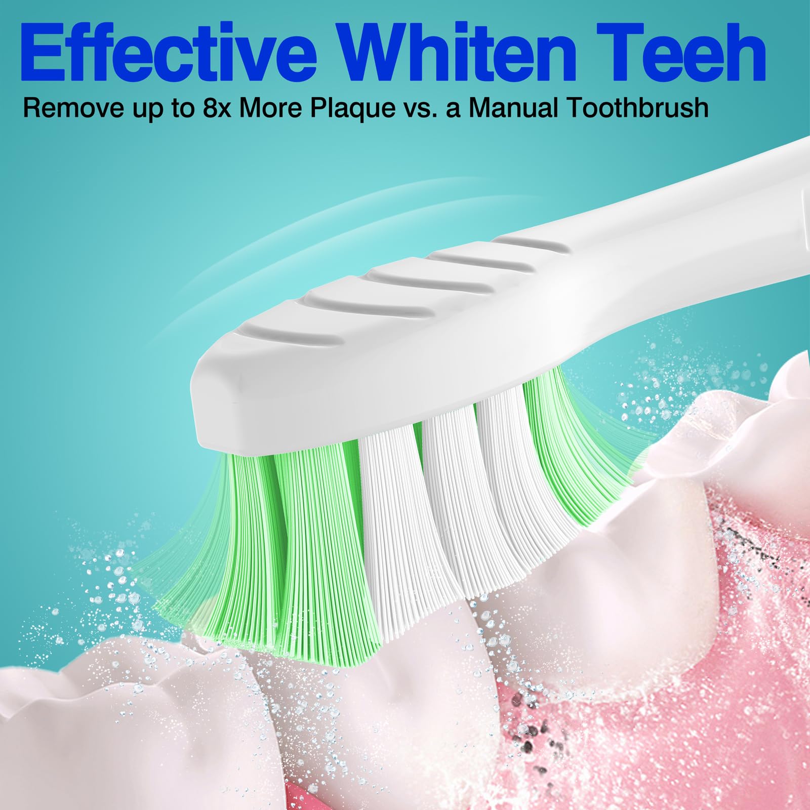 Compatible con cabezales de repuesto Sonicare, cabezales de cepillo de dientes de repuesto compatibles con Philips Sonicare, cabezales de cepillo de dientes eléctricos Click on, paquete de 10, | Cabezales de cepillo de repuesto compatibles con cepillo de