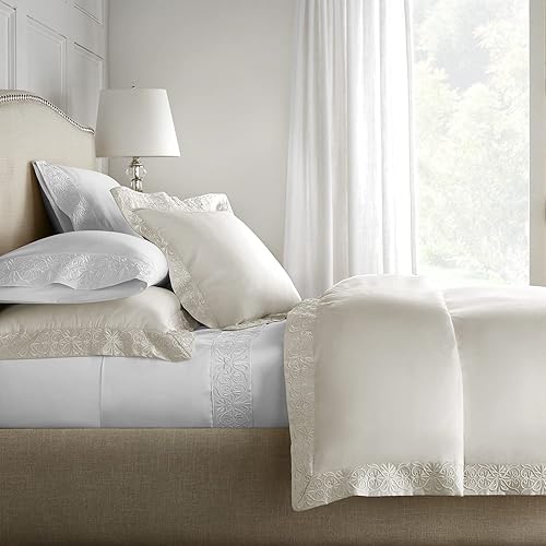 Miniatura 5 de Pure Parima - Juego de sábanas de lujo bordado de alta gama de 100% algodón egipcio certificado, fibras extralargas, frescas, transpirables, ultra