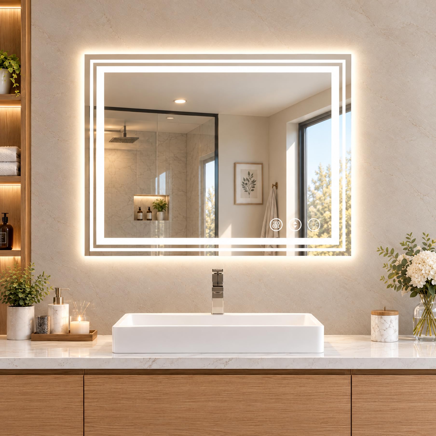 WTTY 55" x 36" LED Bathroom Mirror with Light