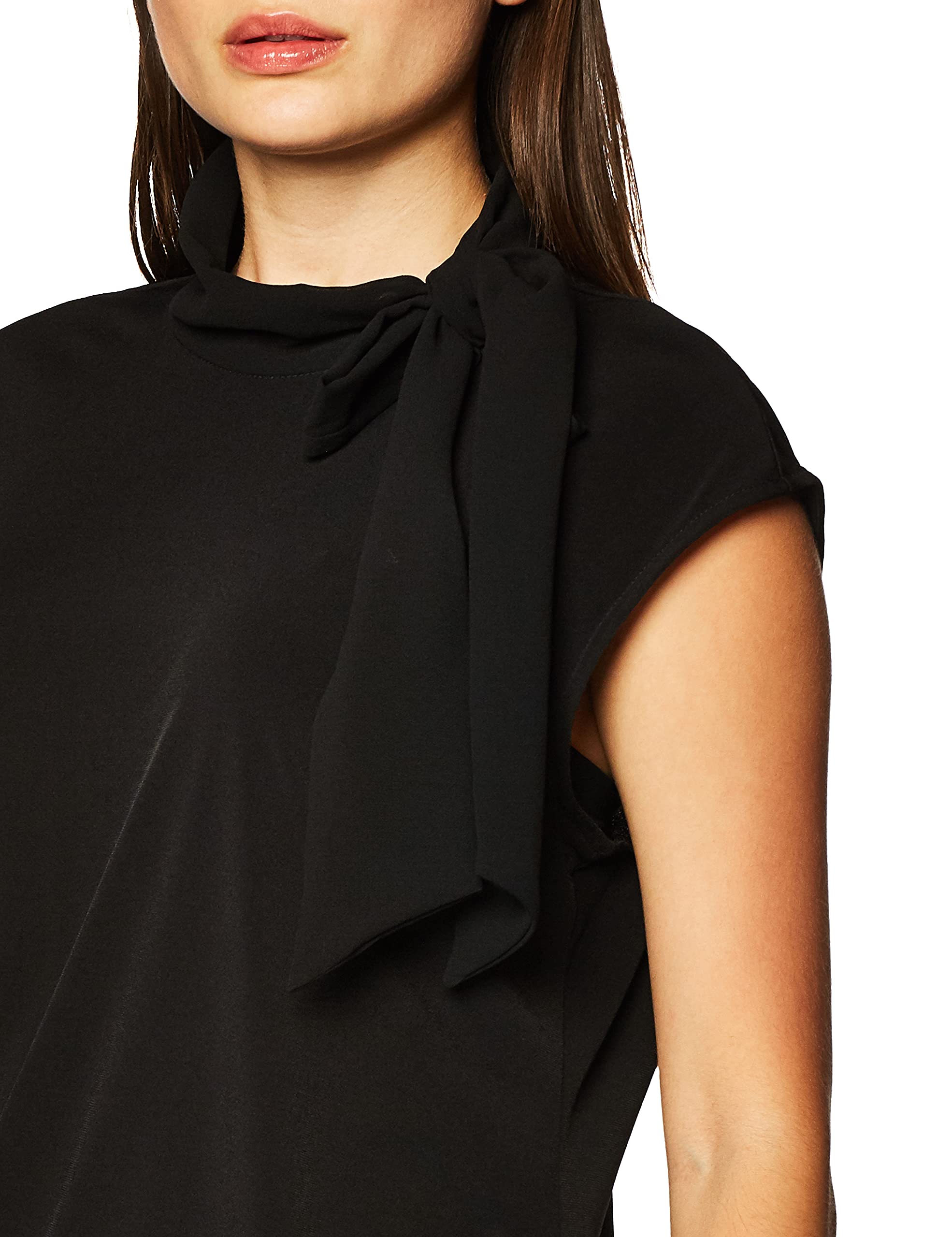 Calvin Klein Sleeveless Top with Chiffon Tie Black