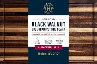Handmade Edge Grain Walnut Cutting Board – Wooden Chopping Board with Juice Groove and Handles – Durable, Knife-Friendly, and Made in the USA (Medium)
