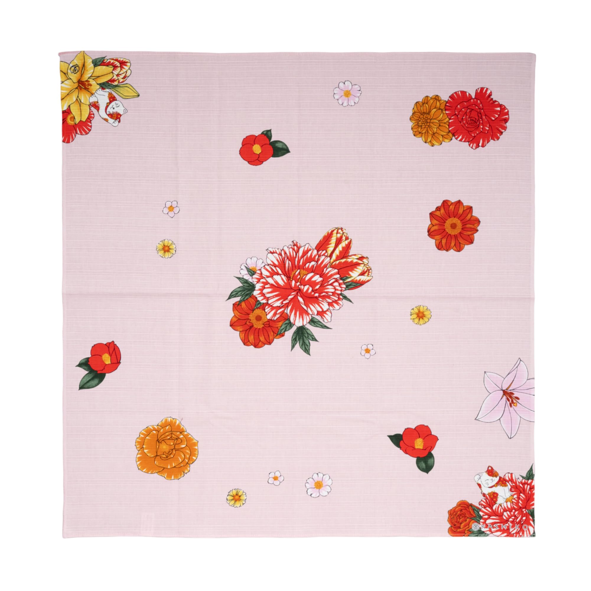 Furoshiki japonais Maneki Neko 70cm tissu emballage cadeau bio