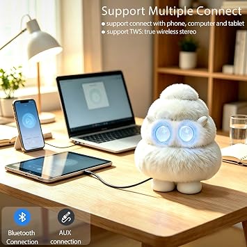 Plush Bluetooth Speaker with LED, 10W Speaker with Deep Bass