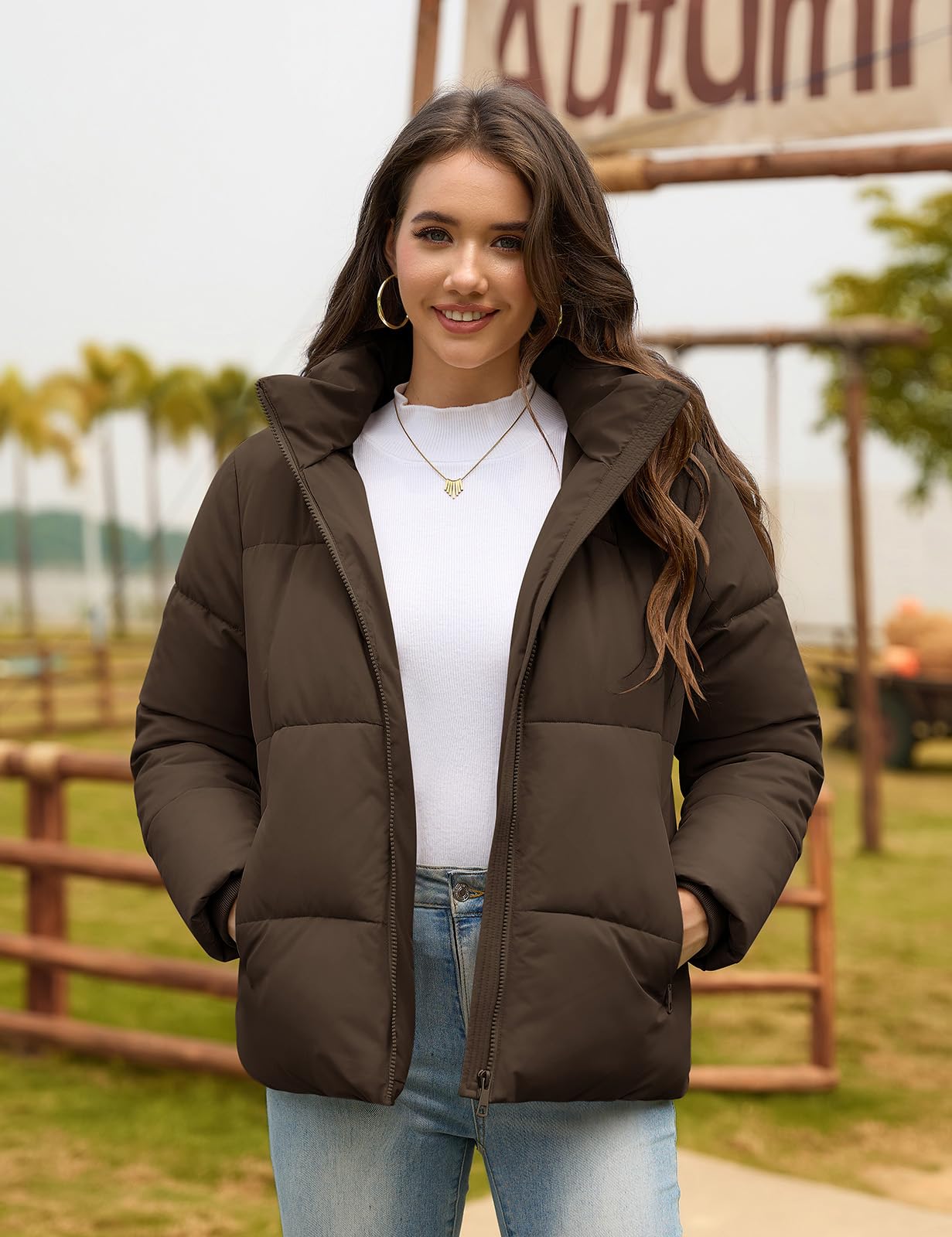 Vancavoo Giubbotto Donna Invernale Corto con Cappuccio Staccabile
