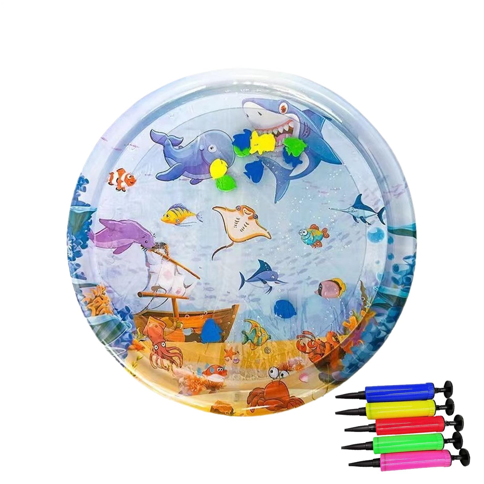 Letto Ad Acqua Per Animali Domestici, Tappeto Sensoriale Ad Acqua, Cuscino Da Gioco Per Gatti,materasso Ad Acqua Rinfrescante Con Gonfiatore, 100Cm, Rotondo