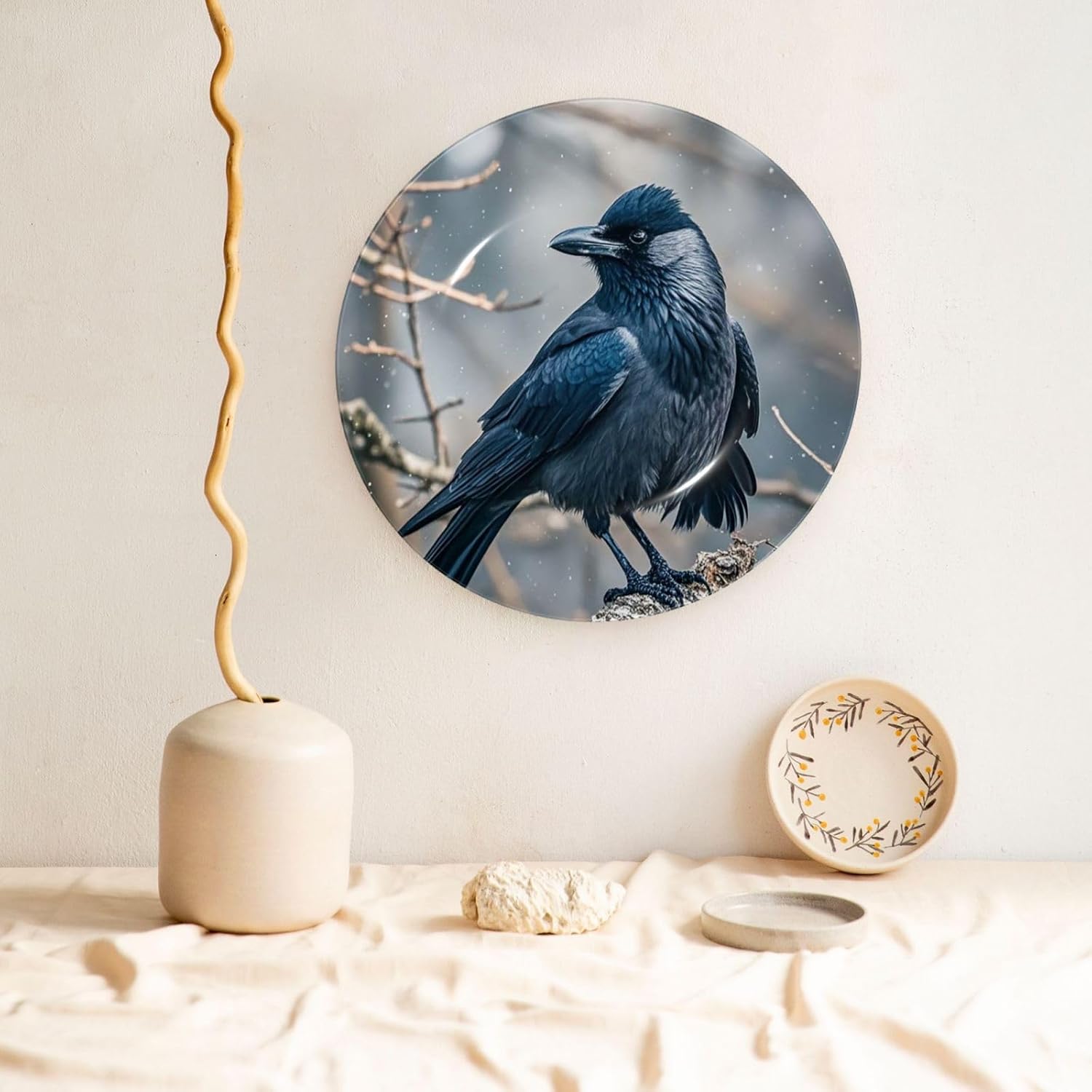 Decorative Plate Art Crafts Bone China Decorative Plate with Display Rack Souvenir Wall Decor Ceramic Ornaments Dinner Plates Ceramic Decoratives Plates for Home Office 10in