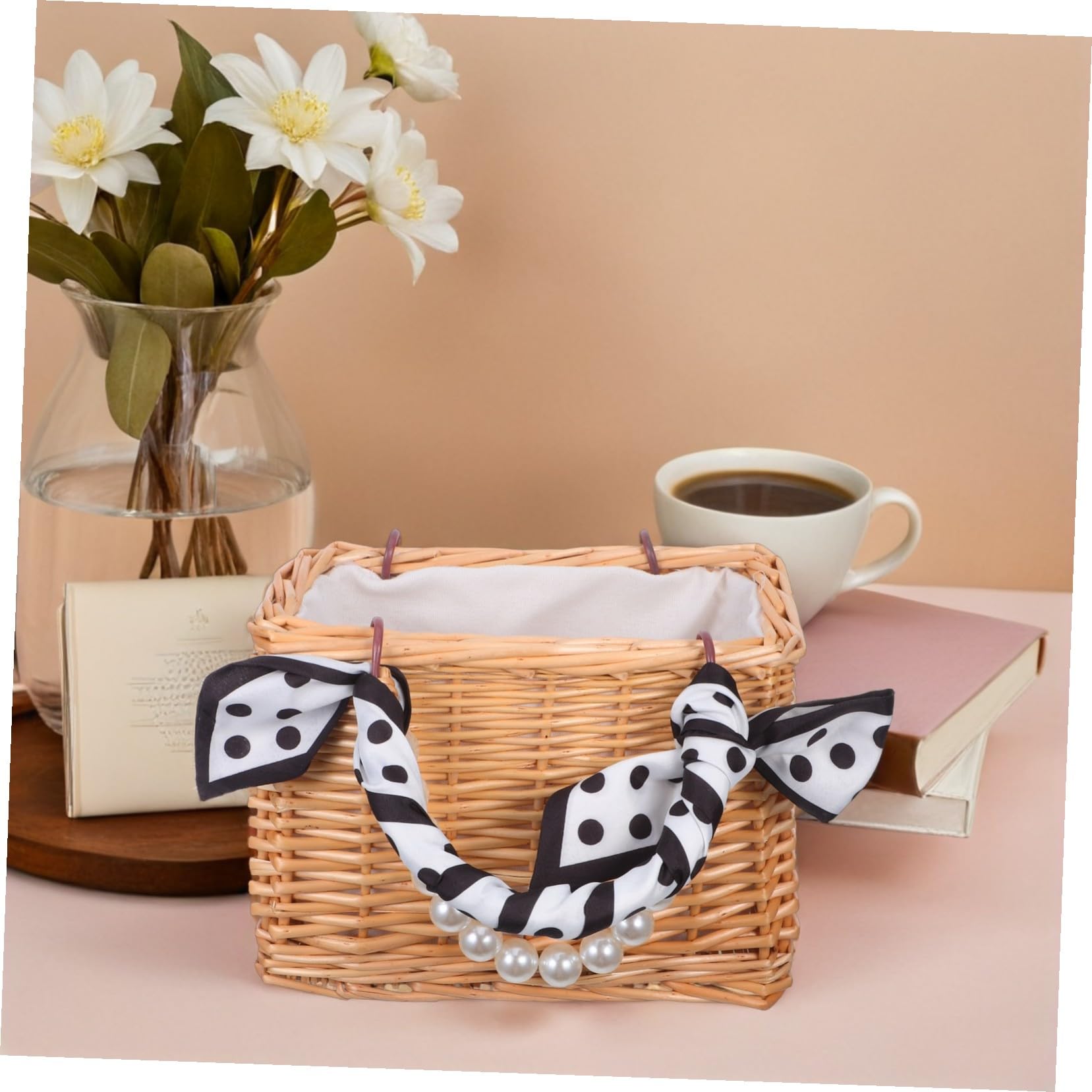 POPETPOP Panier Tressé Main Rotin Cabas Anse Panier de Demoiselle Honneur Décoratif pour Mariage et Plage